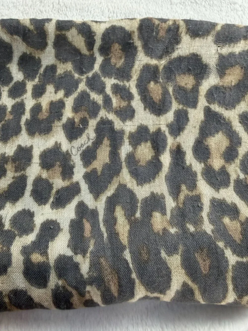 Coach Womens Leopard Animal Print Scarf 64x21 Beige & Gray Lightweight